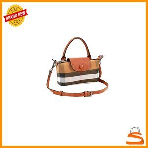 Mini Canvas Bucket Handbag with PU Leather Top Handle and Adjustable Strap